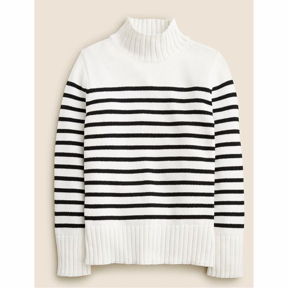 Striped Turtleneck Sweater - Black and White